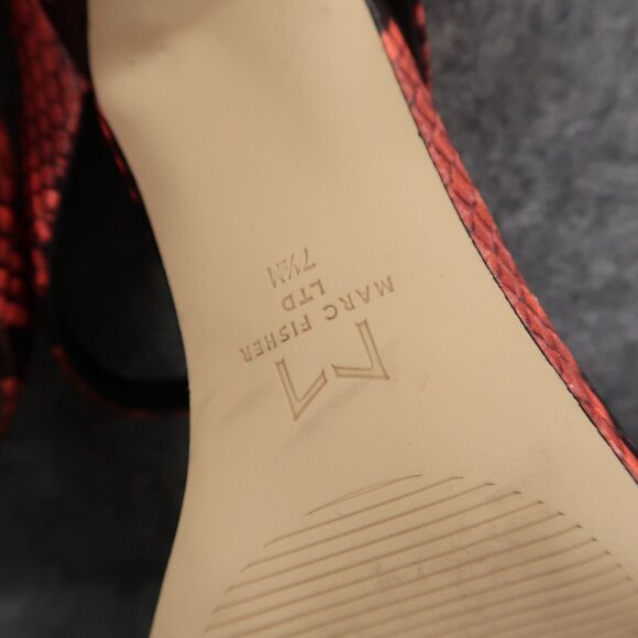 Marc Fisher Shoes Womens 7.5 Mule Sandal Kitten Heel Snake Double Strap Leather - Picture 13 of 14